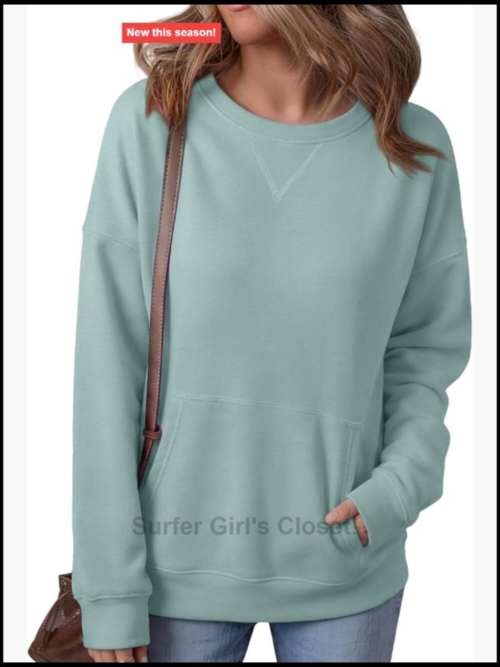 RUMIA Women's Crew Neck Long Sleeve Pullover Sweatshirt with Kangaroo Pockets